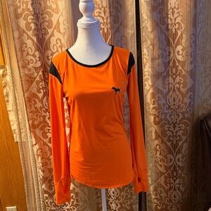 PINK Victoria's Secret Orange and Black Long Sleeve Tee